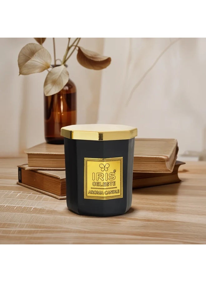 IRIS CELESTE Black Oud Soy Wax Jar Candle with lid - 113grams, Scented candle 4oz | 25 Hours Burn-time | Warm Woody Fragrance | Perfect for Festivities & Gifting, Ceremonies, Meditation & Room Perfuming - Image 4
